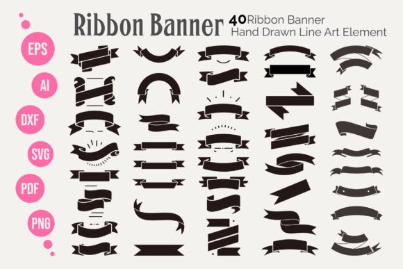 50 Ribbon Banner SVG Element Bundle for Graphics and Illustrations