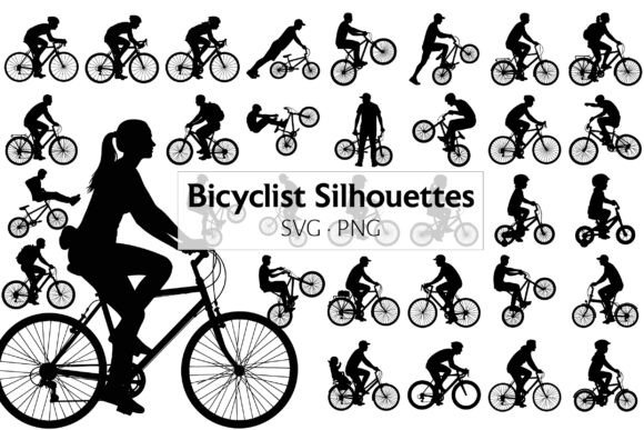 Bicyclist Silhouettes SVG PNG for Modern Graphics & Illustrations