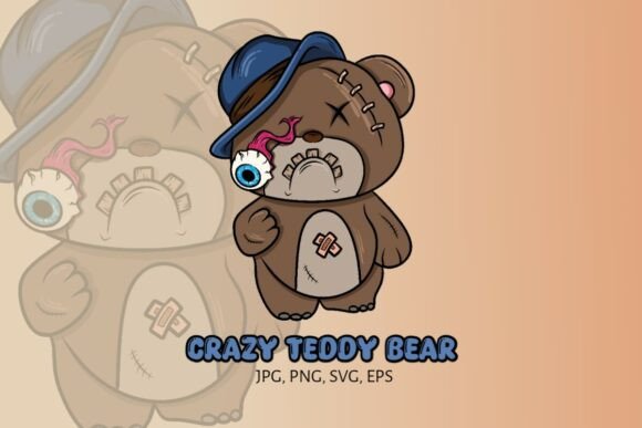 Crazy Teddy Bear Clipart Creepy Cute Graphics and Illustrations