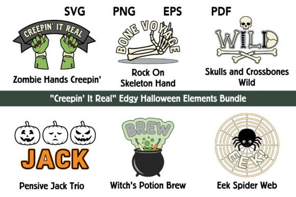 Creepin' It Real Edgy Halloween Elements Graphics & Illustrations Review