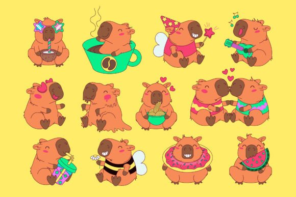 Cute Capybara Stickers: Graphics & Illustrations for Local Brands
