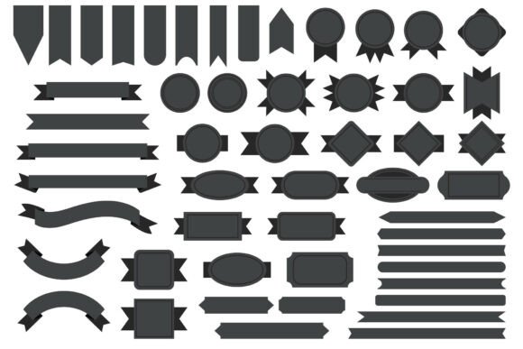 Dark Gray Badge Banner Full Set: Premium Graphics and Illustrations