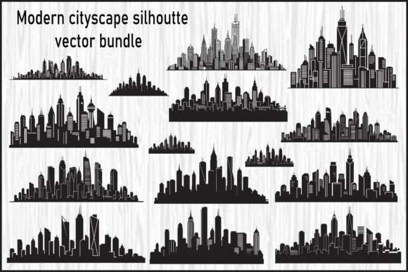 Modern Cityscape Silhouette Vector for Graphics and Illustrations