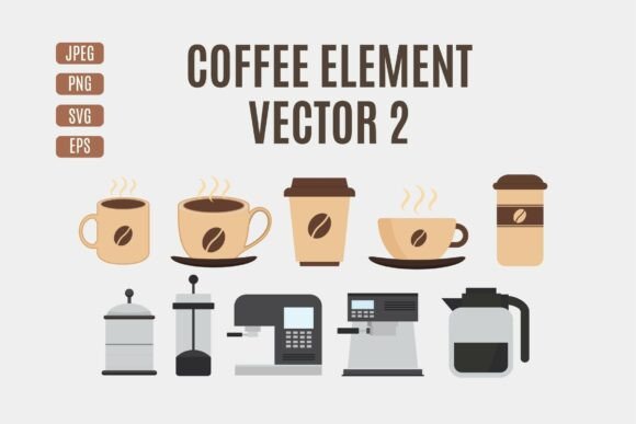 Modern Coffee Vector Elements for Graphics and Illustrations