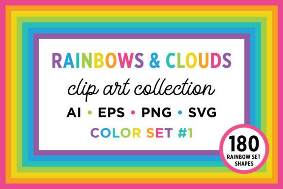 Rainbows and Clouds Clip Art Set: Fresh Graphics for Illustrations