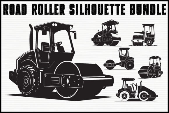 Road Roller Silhouette Vector Set: Graphics & Illustrations for Makers