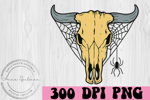 Spider Web Bull Skull with Spider Graphics and Illustrations Review