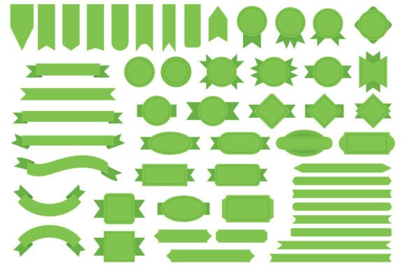 Spring Green Badge Banner Full ClipArt Graphics and Illustrations
