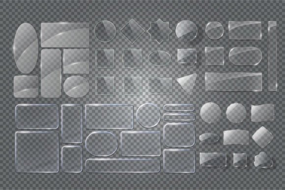 Transparent Glass Banner Clipart Set SVG for Graphics and Illustrations