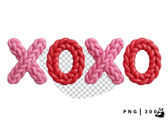 Valentine Faux Yarn Pink Xoxo Png for Graphics & Illustrations
