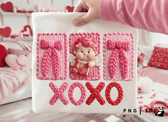 Valentine Pink Faux Yarn Xoxo Cupid Png Graphics and Illustrations