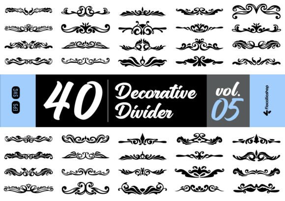 Vintage Line Art Decorative Dividers for Graphics & Illustrations
