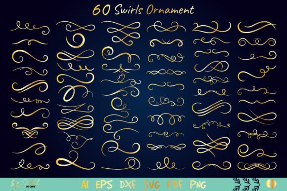 Vintage Swirls Ornament Graphics for Editorial Illustrations